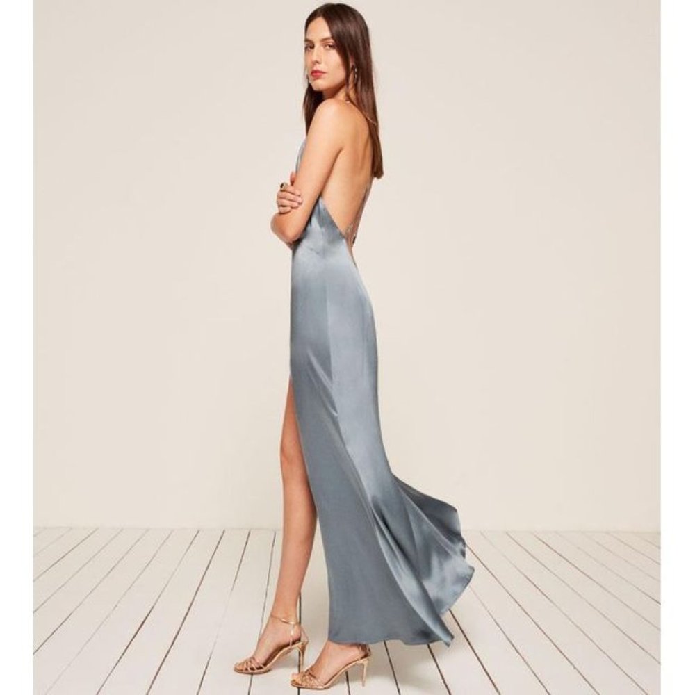 Reformation Blue Silk Amante Dress